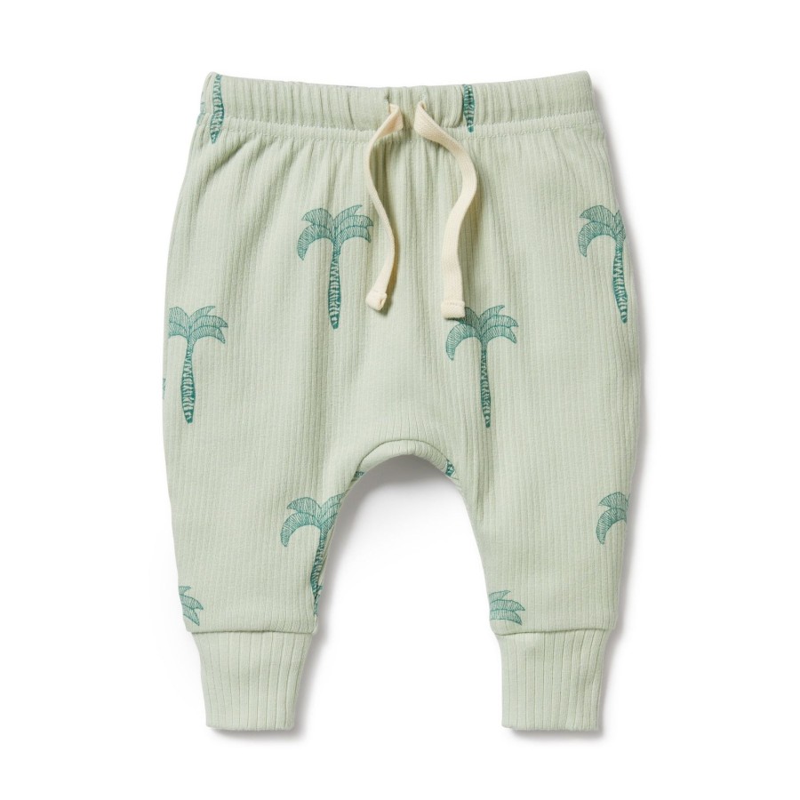 Baby [0-23M] Wilson & Frenchy Bottoms | Wilson And Frenchy Organic Rib Pant Palm Tree