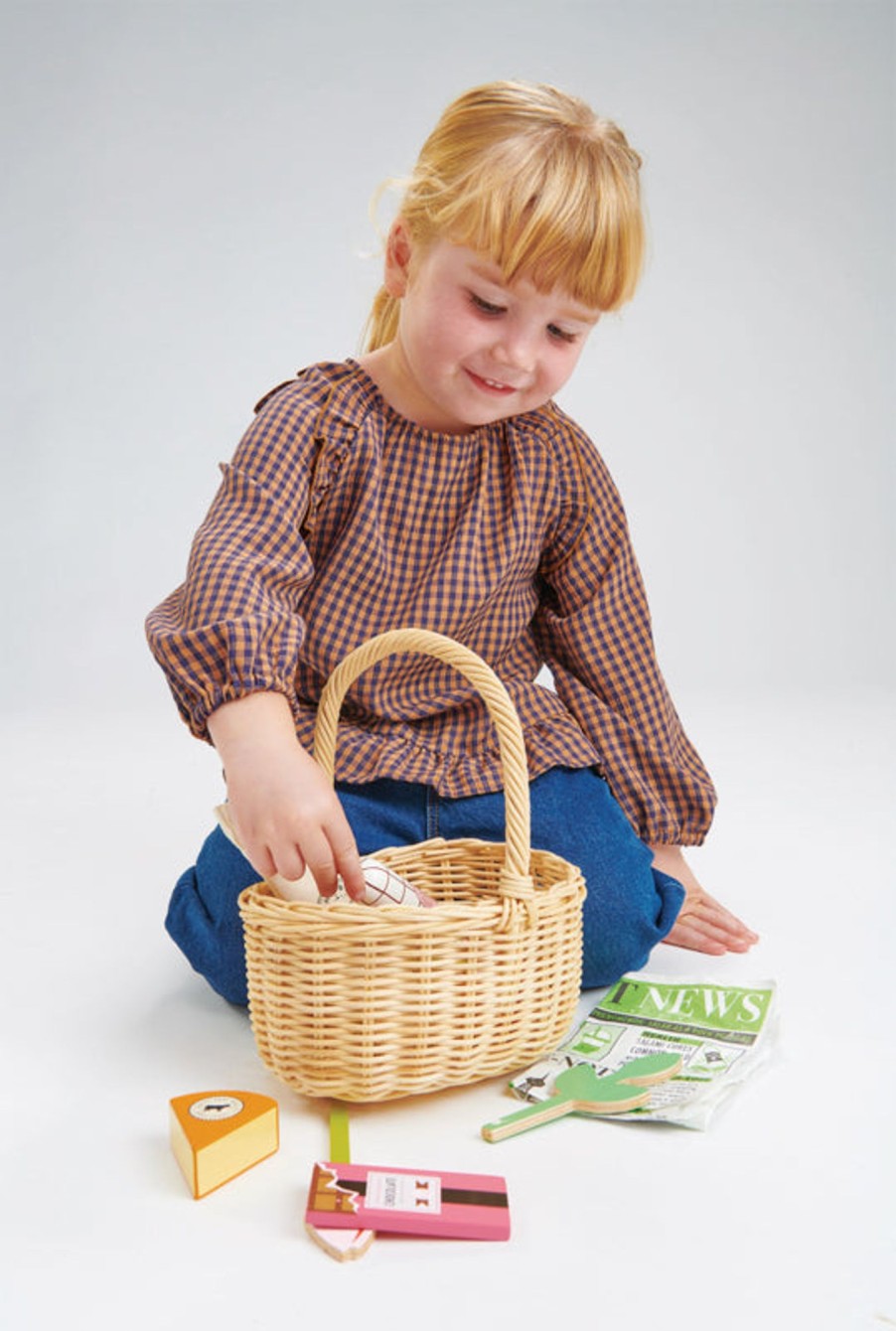 Play + Learn Tenderleaf Role Play | Wicker Shopping Basket Set