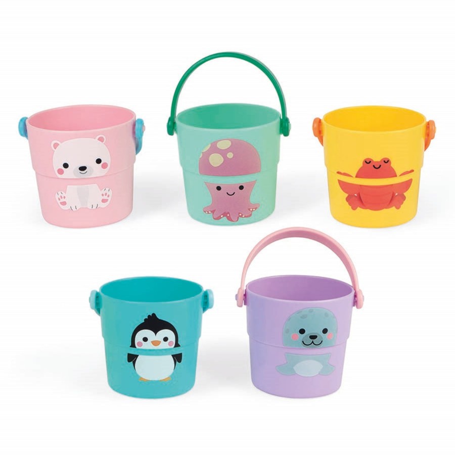 Play + Learn Janod Bath Toys | 5 Activity Buckets