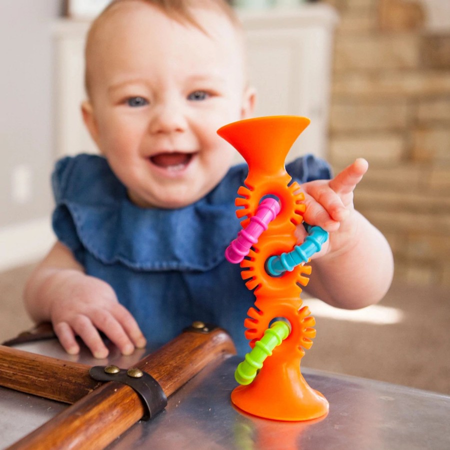 Baby [0-23M] Fat Brain Teethers + Rattles | Fat Brain - Pipsquigz Loops - Orange