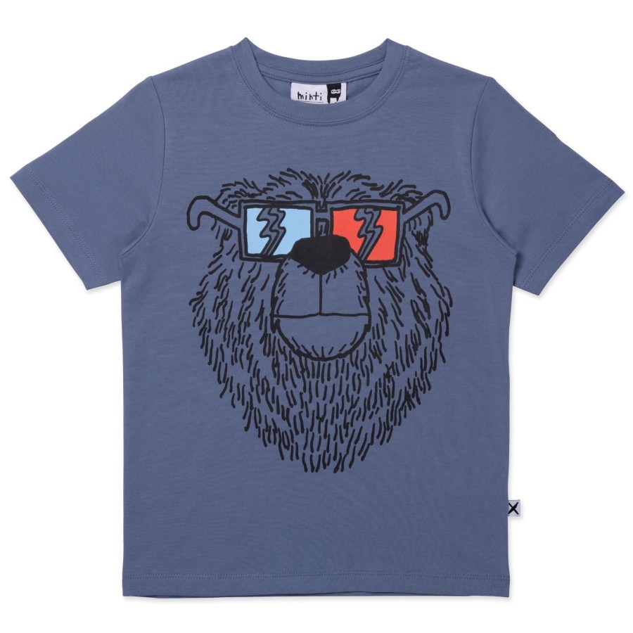 Child [2-14] Minti Tops | Minti 3D Bear Tee - Dull Blue