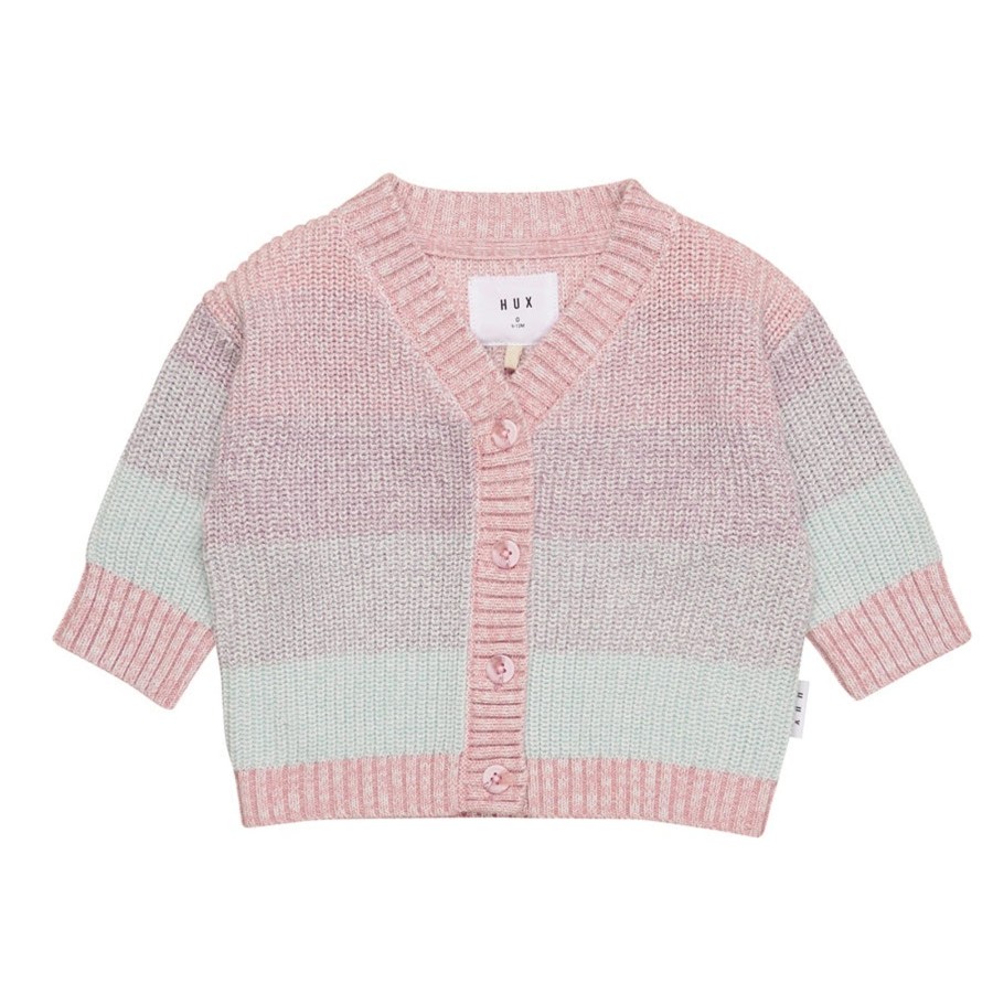 Child [2-14] Huxbaby Knitwear | Huxbaby Jewel Boxy Cardigan - Rainbow Stripe