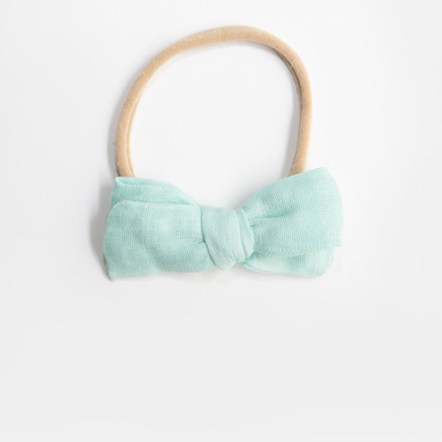 Child [2-14] Wild Kind Hair Accessories | Wild Kind Dorothy Linen Bow Headband - Seaglass