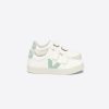 Child [2-14] Veja Footwear | Veja Esplar Velcro Leather - Extra White/Matcha