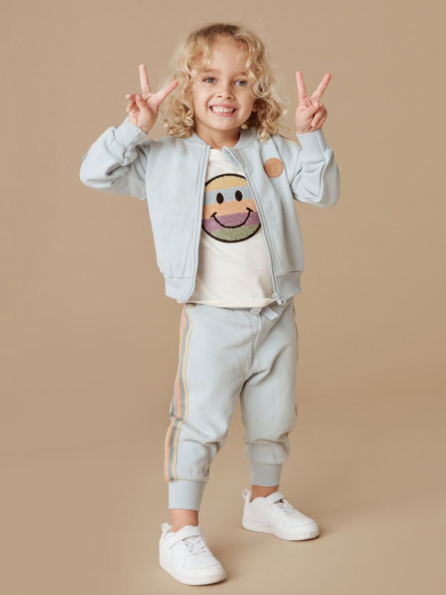 Baby [0-23M] Huxbaby Outerwear | Huxbaby Stripe Retro Track Jacket - Dusty Sky