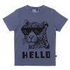 Child [2-14] Minti Tops | Minti Hello Leopard Bye Bear Tee - Midnight Wash