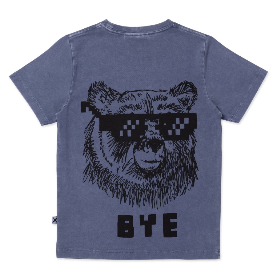 Child [2-14] Minti Tops | Minti Hello Leopard Bye Bear Tee - Midnight Wash