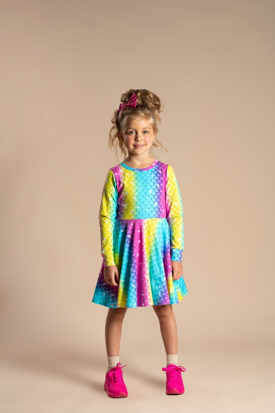 Child [2-14] Rock Your Baby Dresses | Rock Your Baby Splash Long Sleeve Waisted Dress