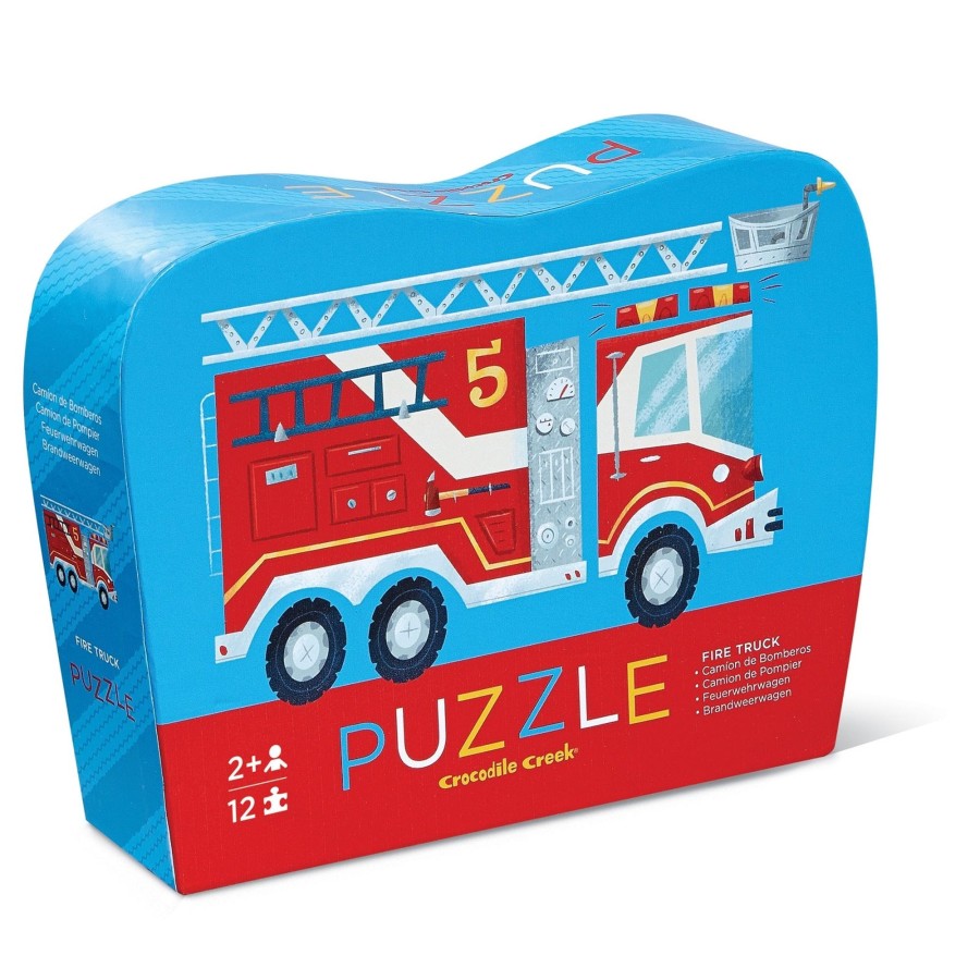 Play + Learn Crocodile Creek Puzzles | Mini Puzzle 12 Piece - Fire Truck