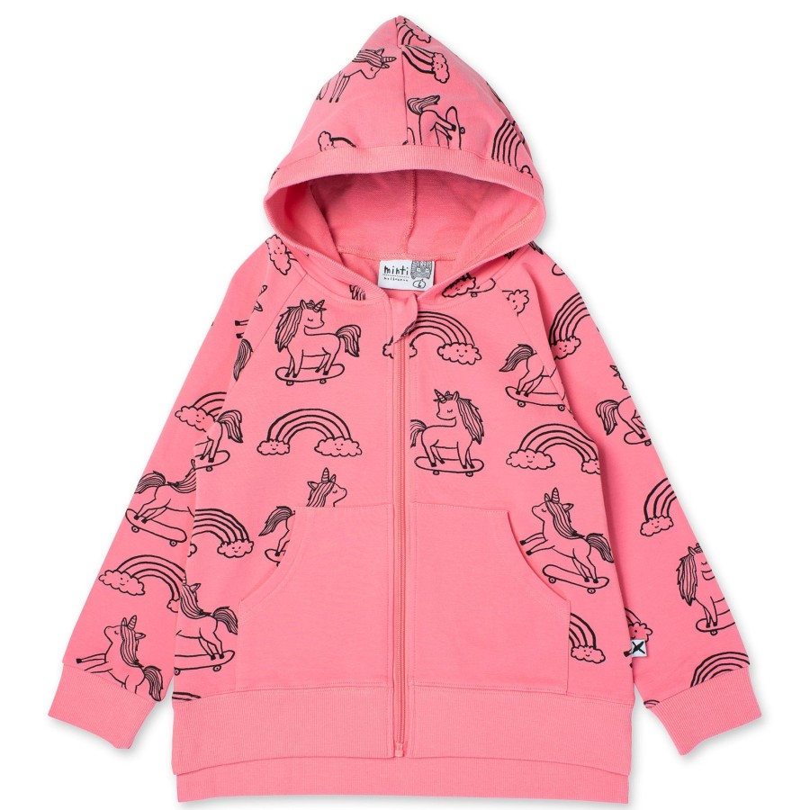 Baby [0-23M] Minti Jumpers | Minti Skating Unicorns Zip Up - Candy