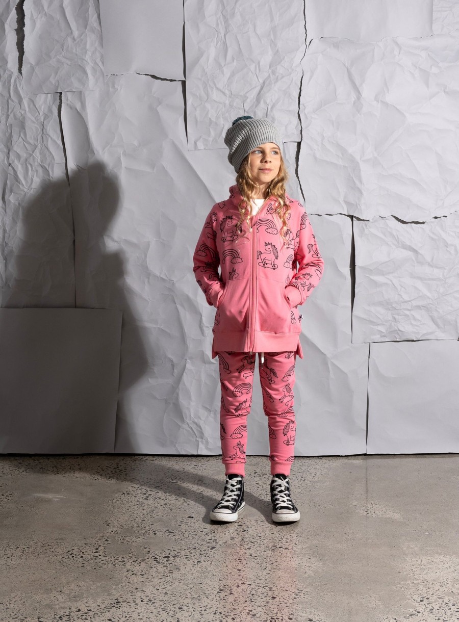 Baby [0-23M] Minti Jumpers | Minti Skating Unicorns Zip Up - Candy