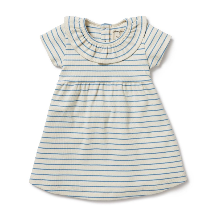 Baby [0-23M] Wilson & Frenchy Dresses | Wilson And Frenchy Organic Ruffle Dress Petit Blue