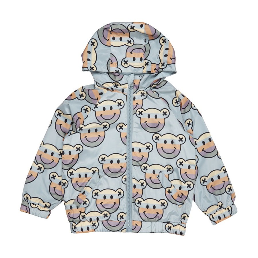 Baby [0-23M] Huxbaby Rainwear | Huxbaby Smile Bear Reversible Rain Jacket - Dusty Sky