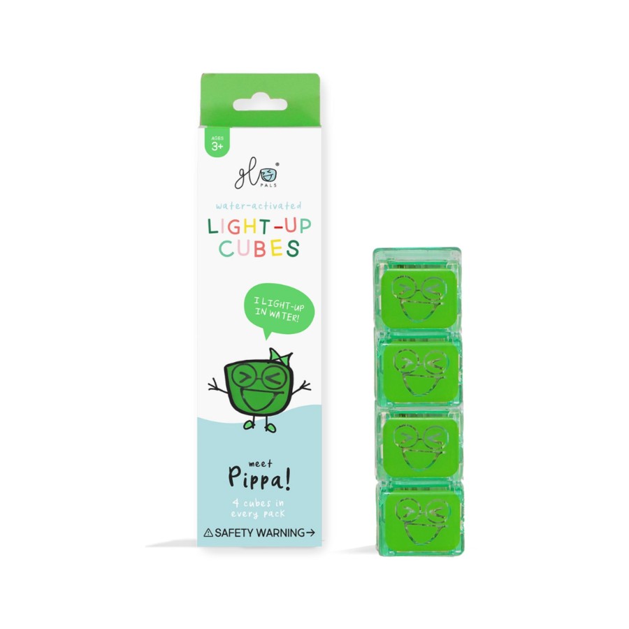 Play + Learn Glo Pals Sensory | Glo Pal Cubes 4 Pack - Pippa | Green