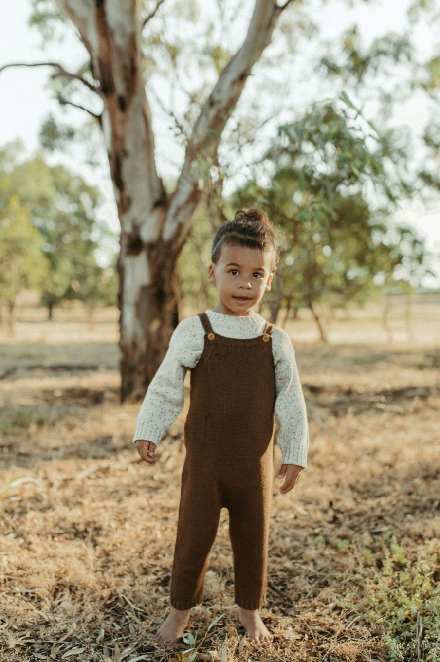 Child [2-14] Grown Knitwear | Grown Organic Knit Overalls - Espresso