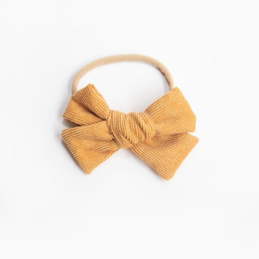 Baby [0-23M] Wild Kind Hair Accessories | Wild Kind Florence Cord Bow Headband - Mustard