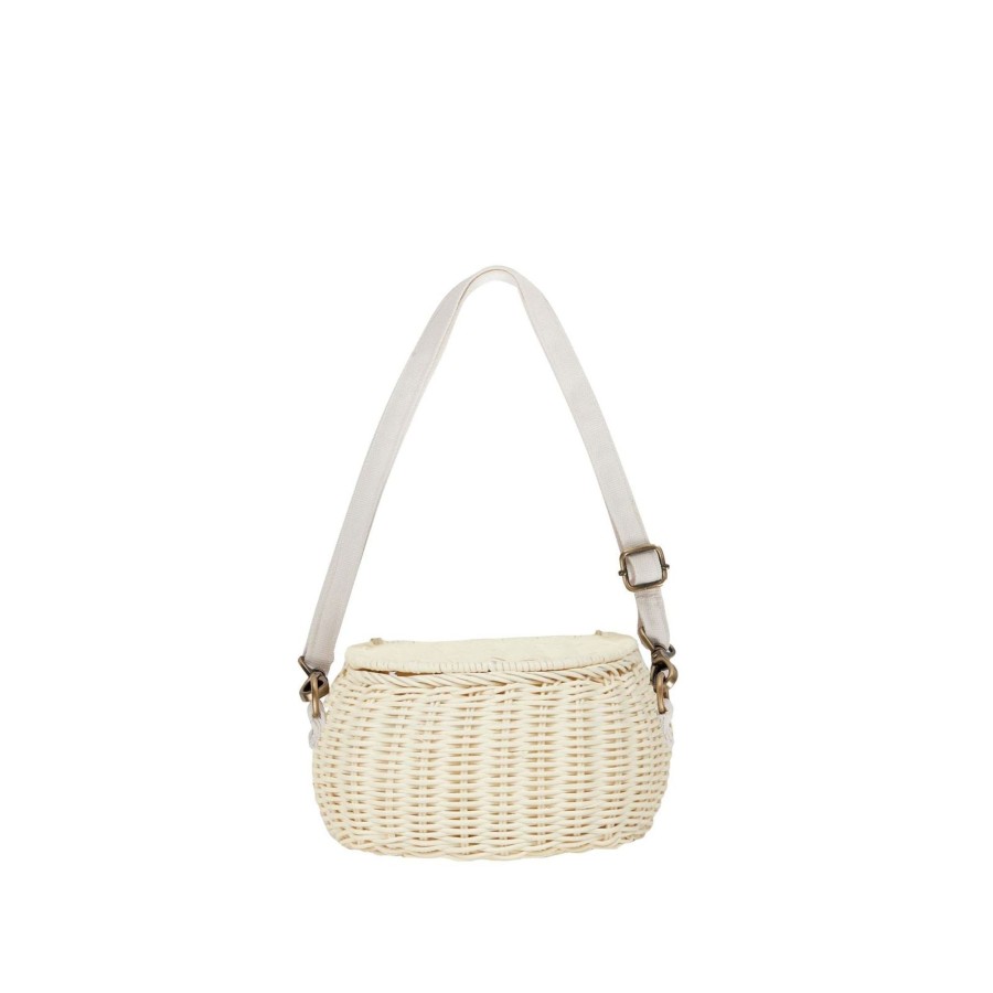 Play + Learn Olli Ella Dolls + Accessories | Olli Ella Mini Rattan Chari Bag - Chalk