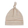 Baby [0-23M] Quincy Mae Beanies | Quincy Mae Knotted Baby Hat | Latte Stripe