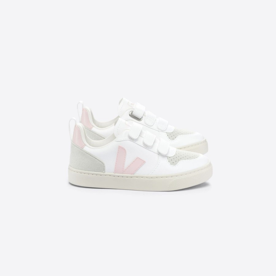 Child [2-14] Veja Footwear | Veja V-10 Velcro Cwl - White/Petale