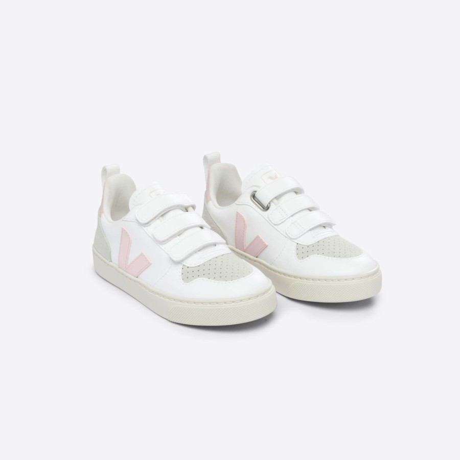 Child [2-14] Veja Footwear | Veja V-10 Velcro Cwl - White/Petale