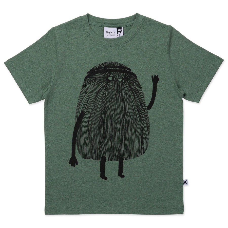 Child [2-14] Minti Tops | Minti Hairy Monster Tee - Forest Marle