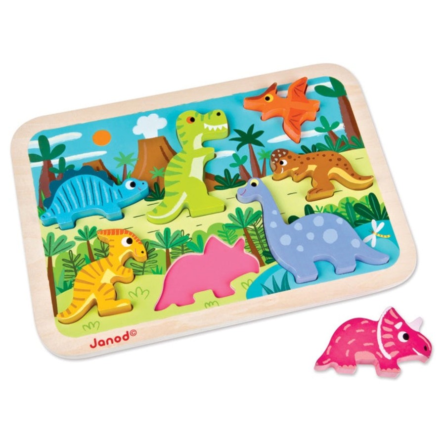 Play + Learn Janod Puzzles | Janod - Dinosaur Chunky Puzzle