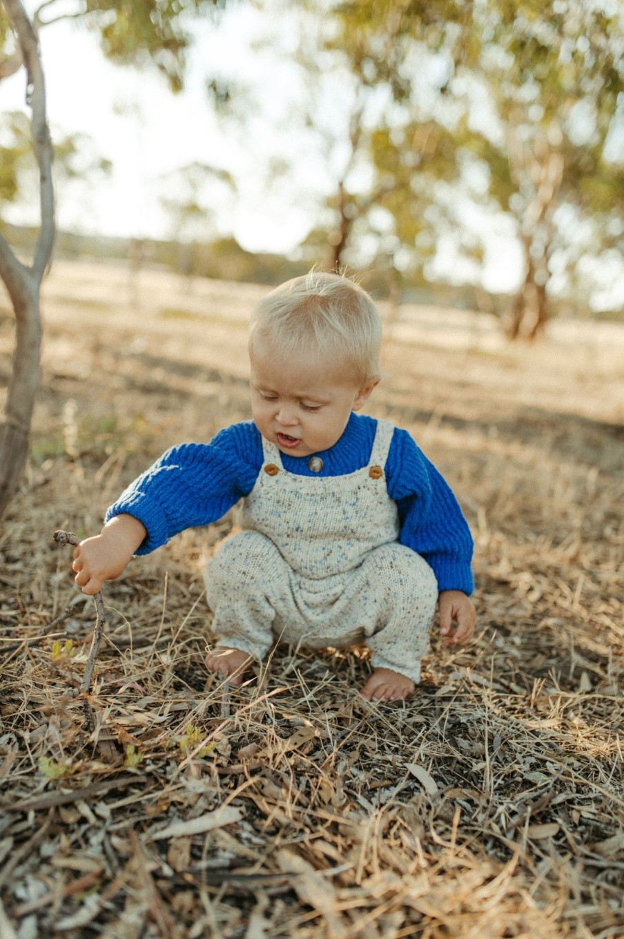 Child [2-14] Grown Knitwear | Grown Organic Textured Cardigan - Cobalt