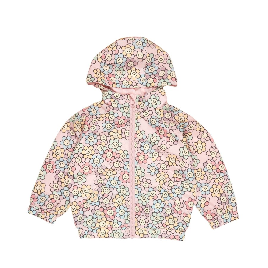 Baby [0-23M] Huxbaby Rainwear | Huxbaby Rainbow Daisy Reversible Rain Jacket - Multi + Rose Petal