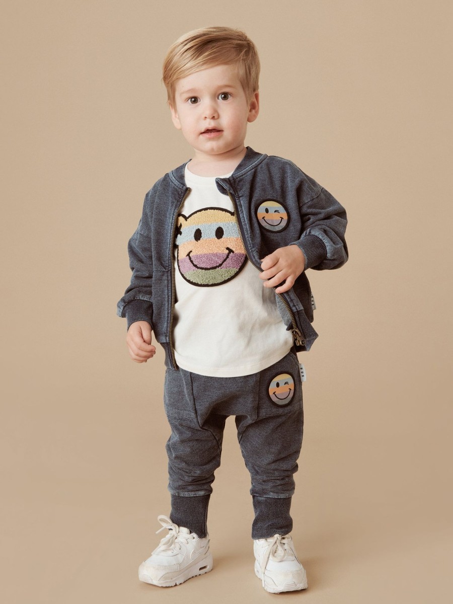 Baby [0-23M] Huxbaby Outerwear | Huxbaby Rainbow Smiley Retro Pocket Track Jacket - Denim