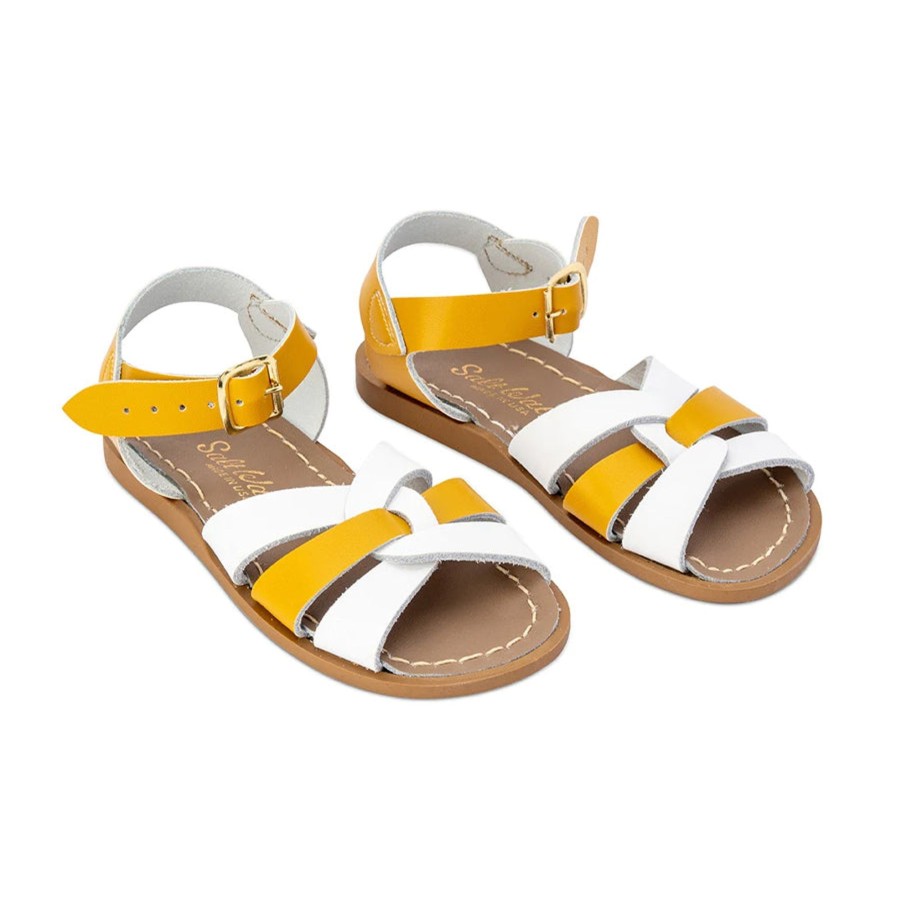 Child [2-14] Saltwater Sandals Footwear | Saltwater Sandals Original Mash-Up Mustard/White