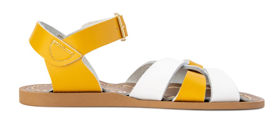 Child [2-14] Saltwater Sandals Footwear | Saltwater Sandals Original Mash-Up Mustard/White