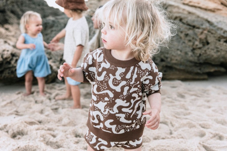 Child [2-14] Grown Knitwear | Grown Splash Shorts - Chocolate