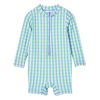 Baby [0-23M] Milky Swim | Milky Blue Gingham Long Sleeve Swimsuit - Ice Blue