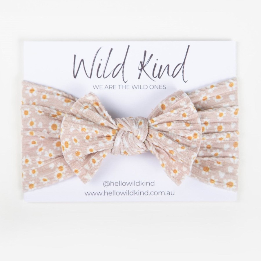 Child [2-14] Wild Kind Hair Accessories | Wild Kind Ayla Wide Bow Headband - Taupe Floral