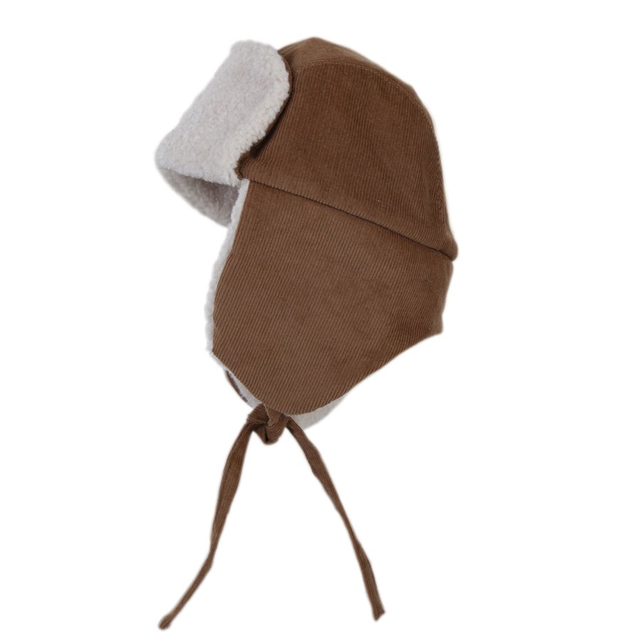 Baby [0-23M] Acorn Beanies | Acorn Aviator Cord Beanie - Chestnut