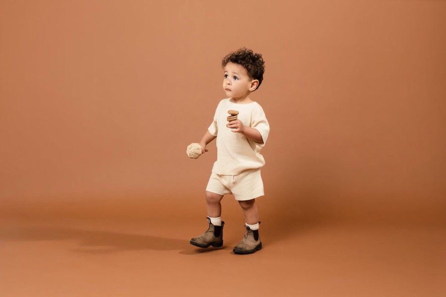 Child [2-14] Grown Knitwear | Grown Hemp Ribbed Shorts - Lemonade