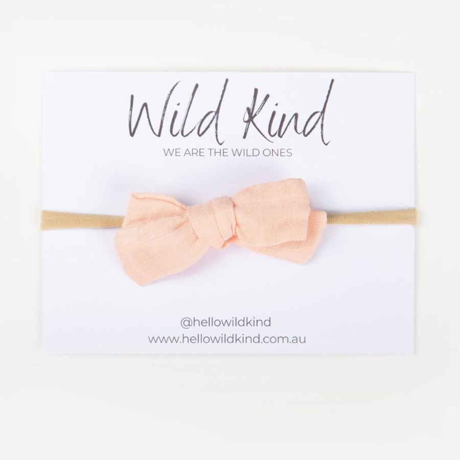 Baby [0-23M] Wild Kind Hair Accessories | Wild Kind Dorothy Linen Bow Headband - Pink Lemonade