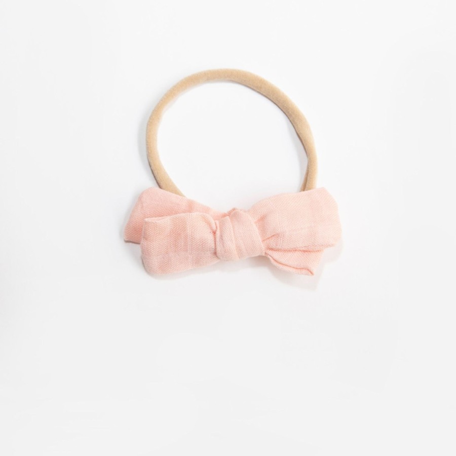 Baby [0-23M] Wild Kind Hair Accessories | Wild Kind Dorothy Linen Bow Headband - Pink Lemonade