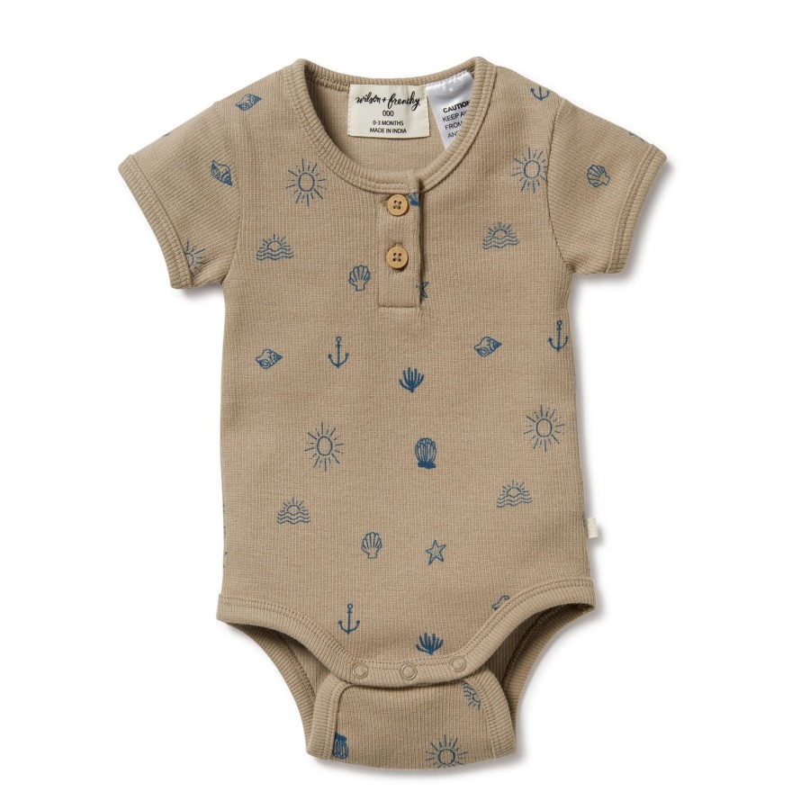 Baby [0-23M] Wilson & Frenchy All In One | Wilson And Frenchy Organic Henley Bodysuit Summer Days