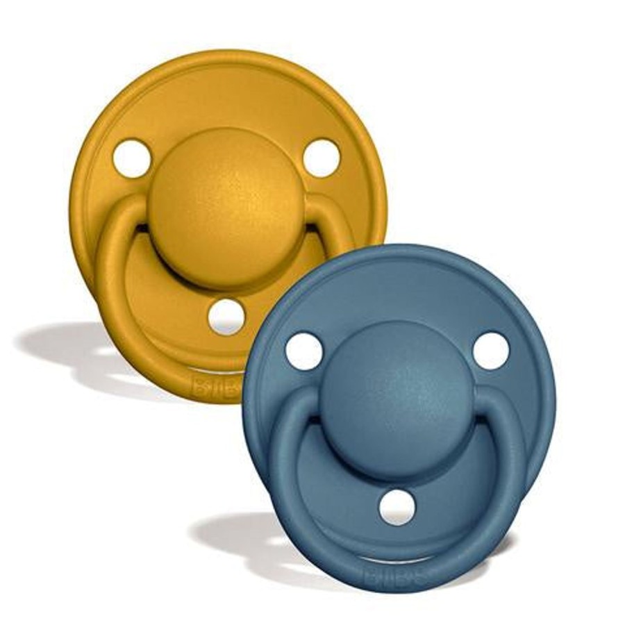 Baby [0-23M] Bibs Pacifiers + Accessories | Bibs Pacifier 2 Pack De Lux - Silicone - Mustard/Petrol