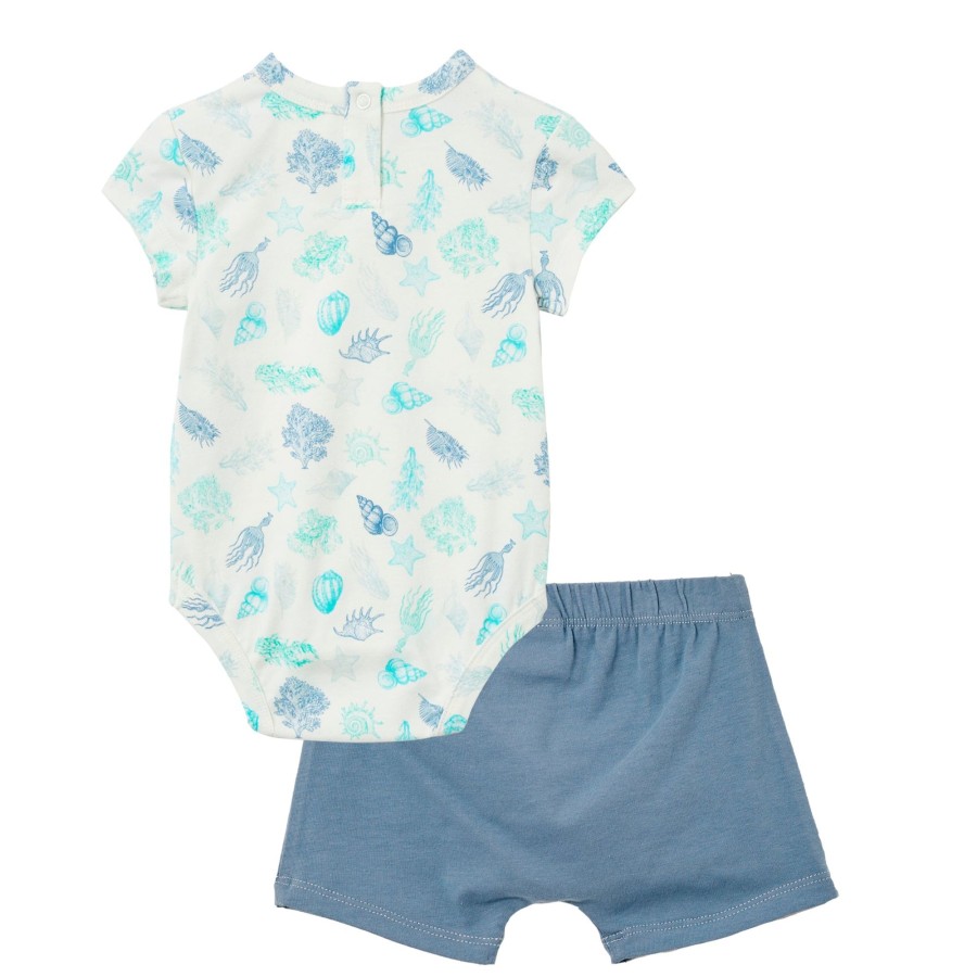 Baby [0-23M] Milky Bottoms | Milky Seashells Baby Set - Off White / Cool Green