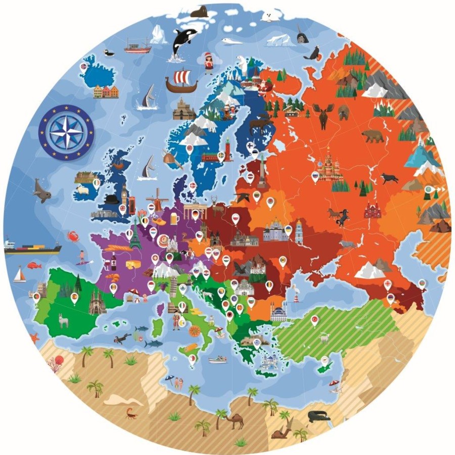 Play + Learn Sassi Puzzles | Travel Learn And Explore - Europe 200+ Piece Puzzle & Book