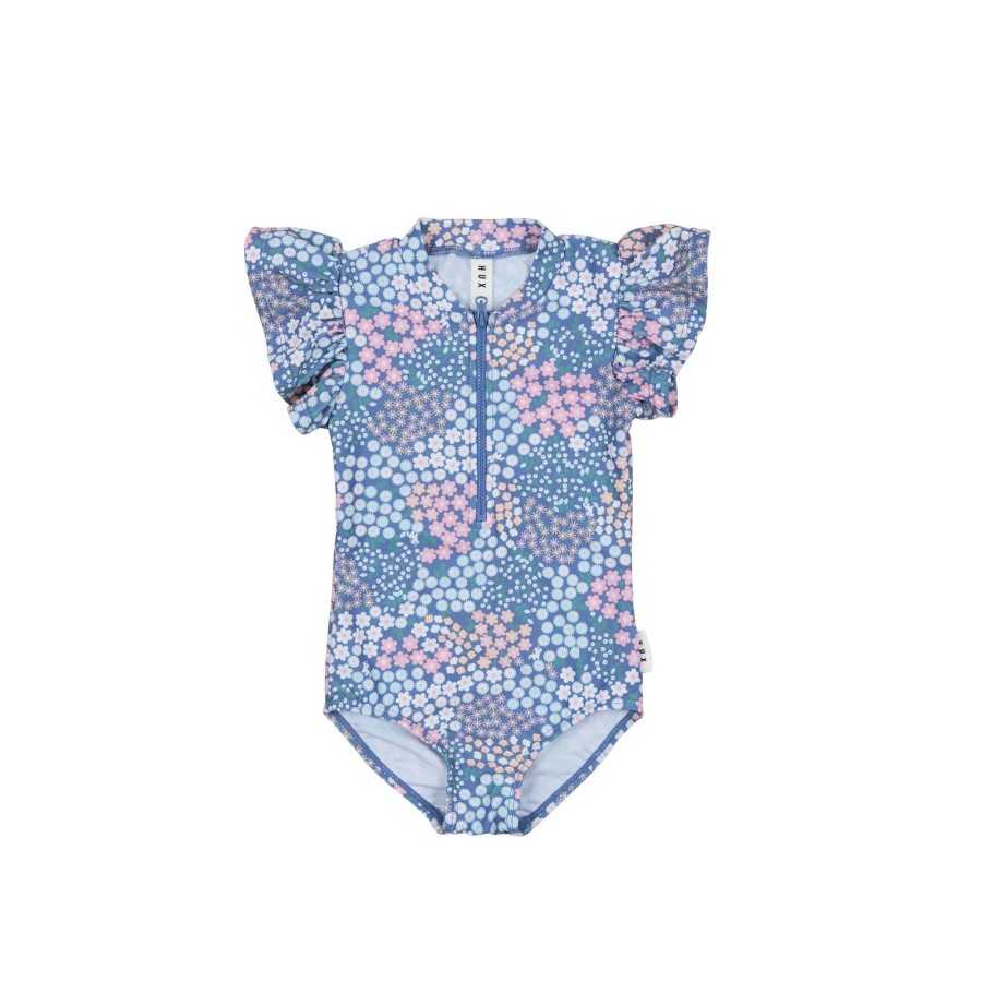 Child [2-14] Huxbaby Swim | Huxbaby Garden Floral Frill Zip Swimsuit