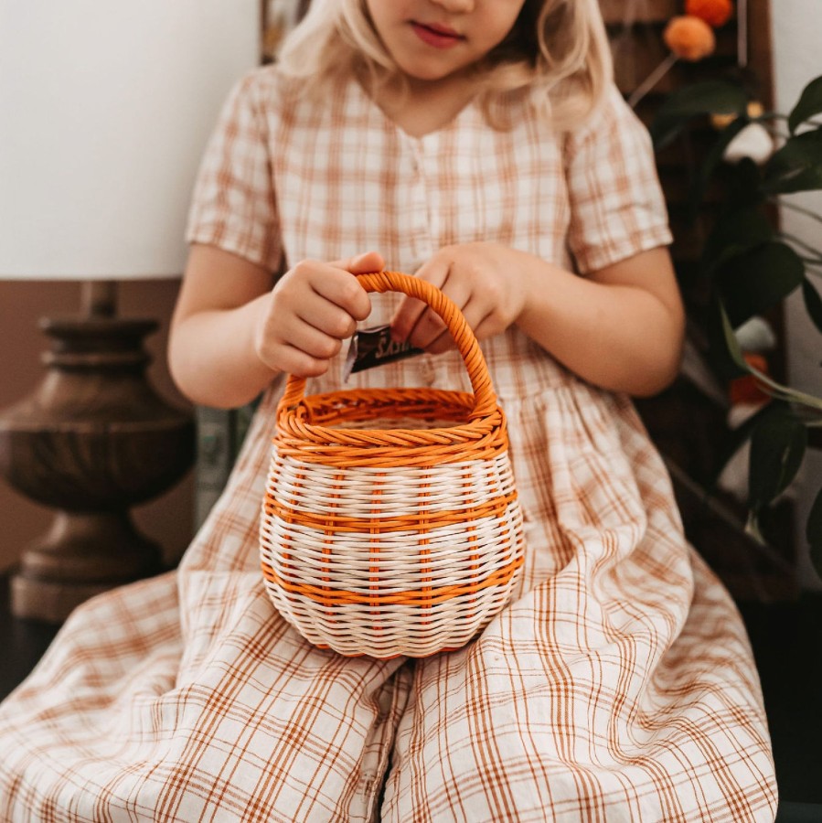 Play + Learn Olli Ella Dolls + Accessories | Olli Ella Rattan Berry Basket - Striped