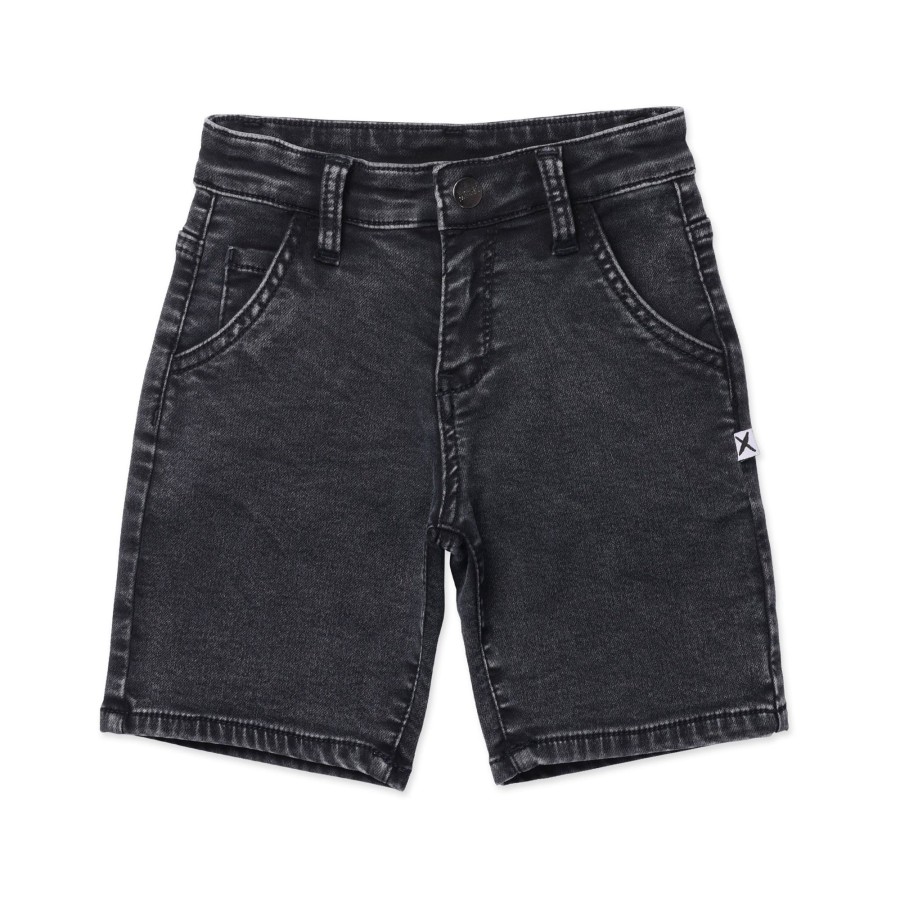 Child [2-14] Minti Bottoms | Minti Soft Feel Denim Short - Washed Black