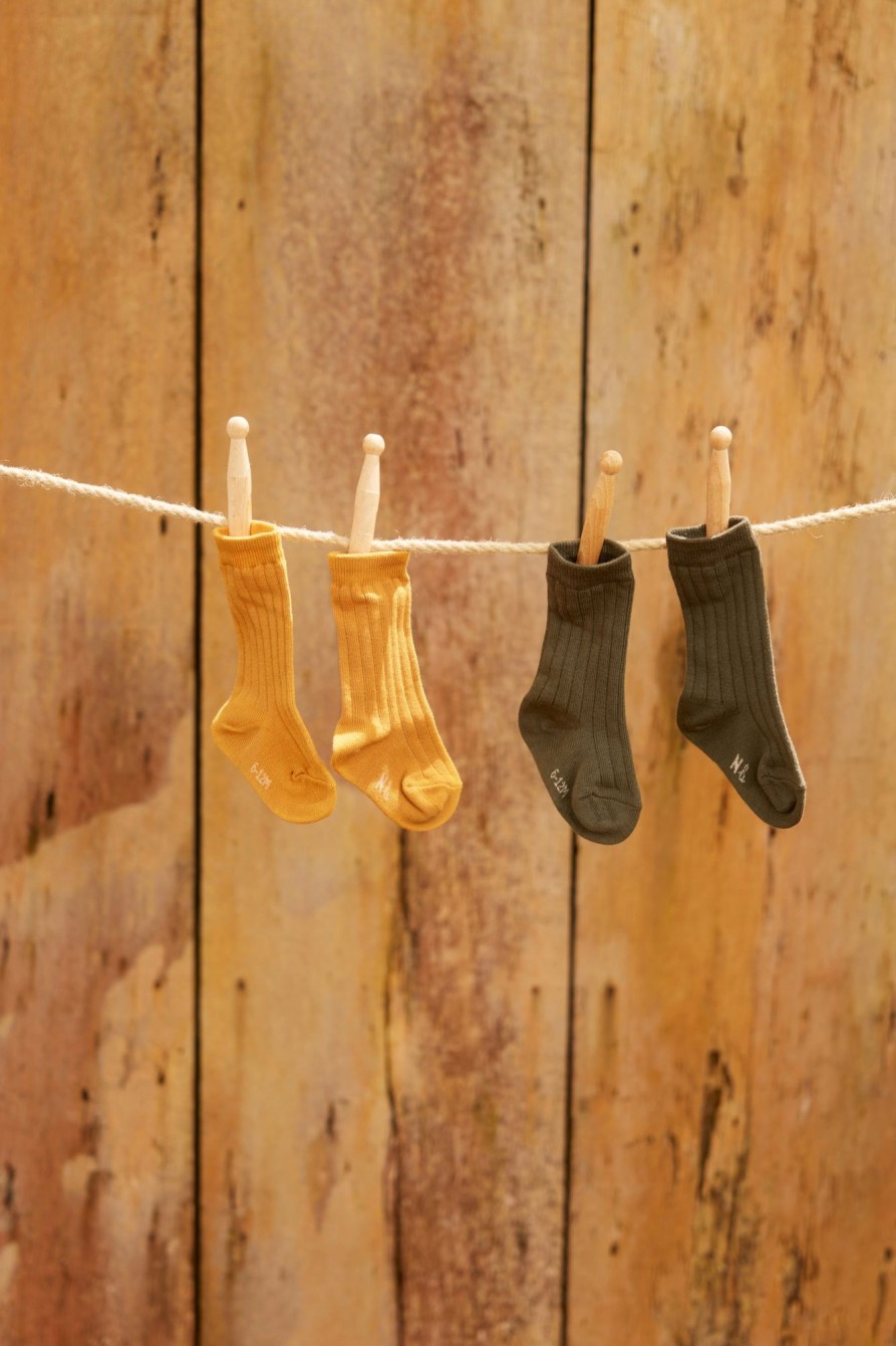 Baby [0-23M] Nature Baby Socks + Tights | Nature Baby Organic Cotton Rib Socks - Thyme