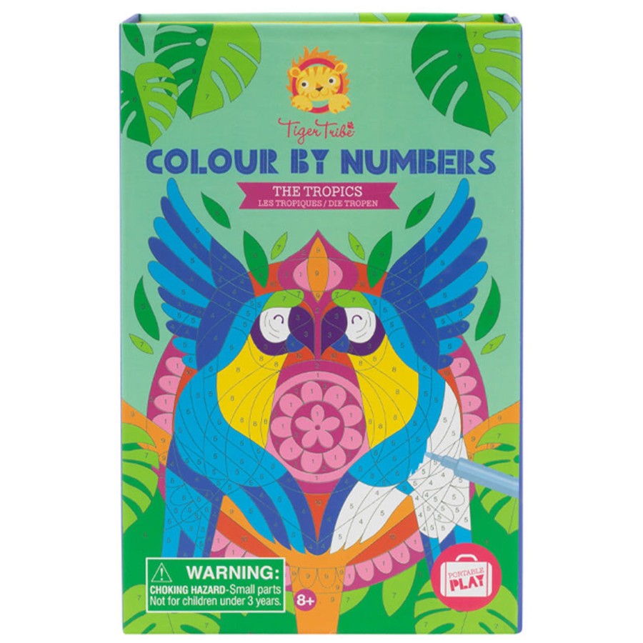 Play + Learn Tiger Tribe Activity Sets | Colour By Numbers - The Tropics