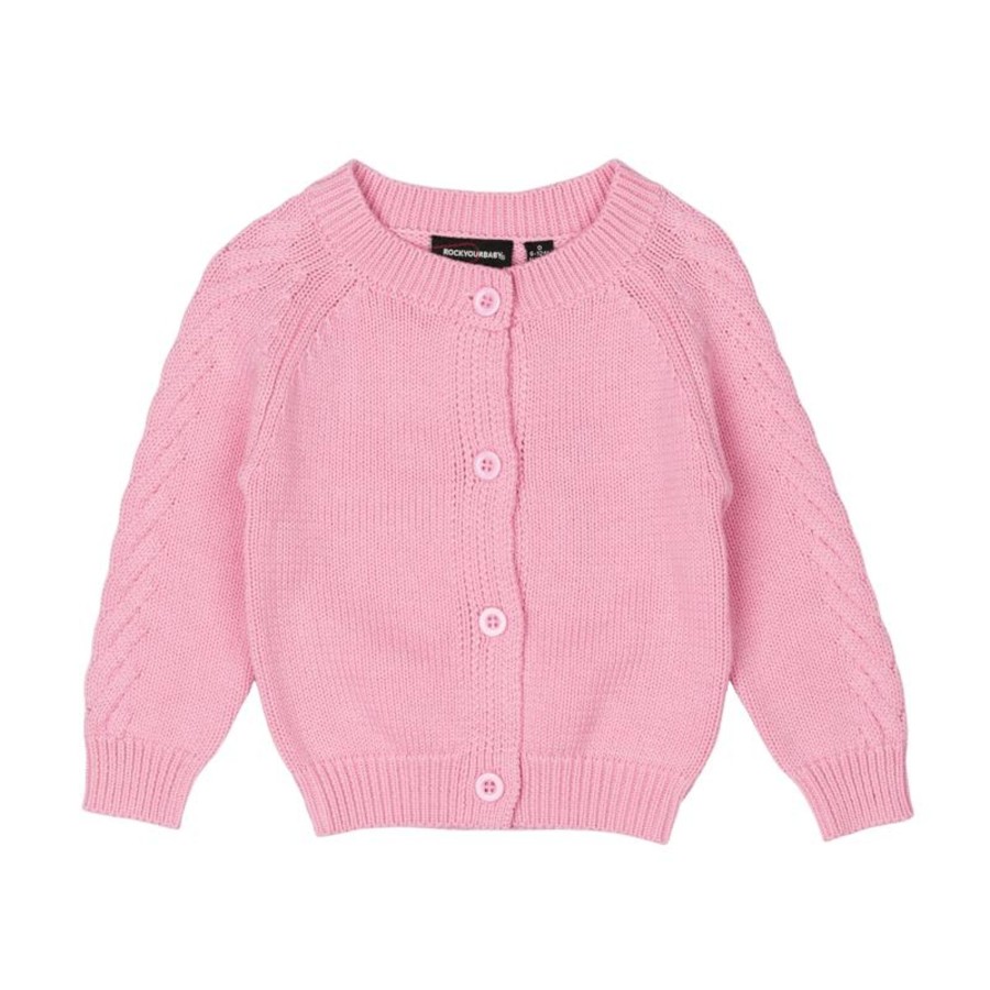 Baby [0-23M] Rock Your Baby Knitwear | Rock Your Baby Pink Baby Knit Cardigan