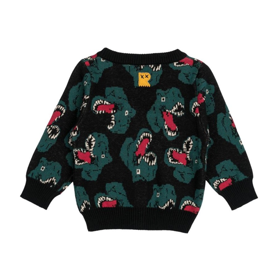 Baby [0-23M] Rock Your Baby Knitwear | Rock Your Baby Dino Baby Knit Cardigan