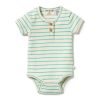 Baby [0-23M] Wilson & Frenchy All In One | Wilson And Frenchy Organic Henley Bodysuit Petit Green